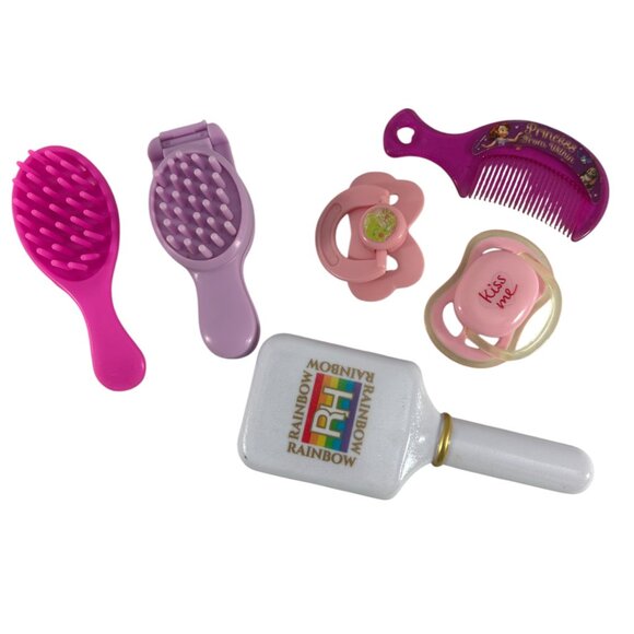 Lot of 6 Doll Brush Comb Pacifiers Replacements Rainbow High Baby Alive Princess - Picture 1 of 5